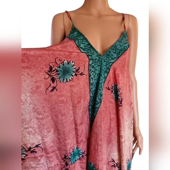 Vision of Tibet 100% Silk Maxi Dress - Picture 5 of 8